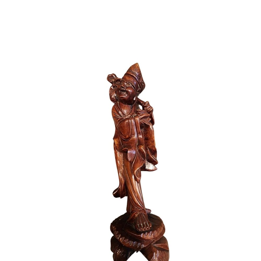 Antique Rose Wood Carving Statue/Sculpture Immoral Good Man Figurine 12"